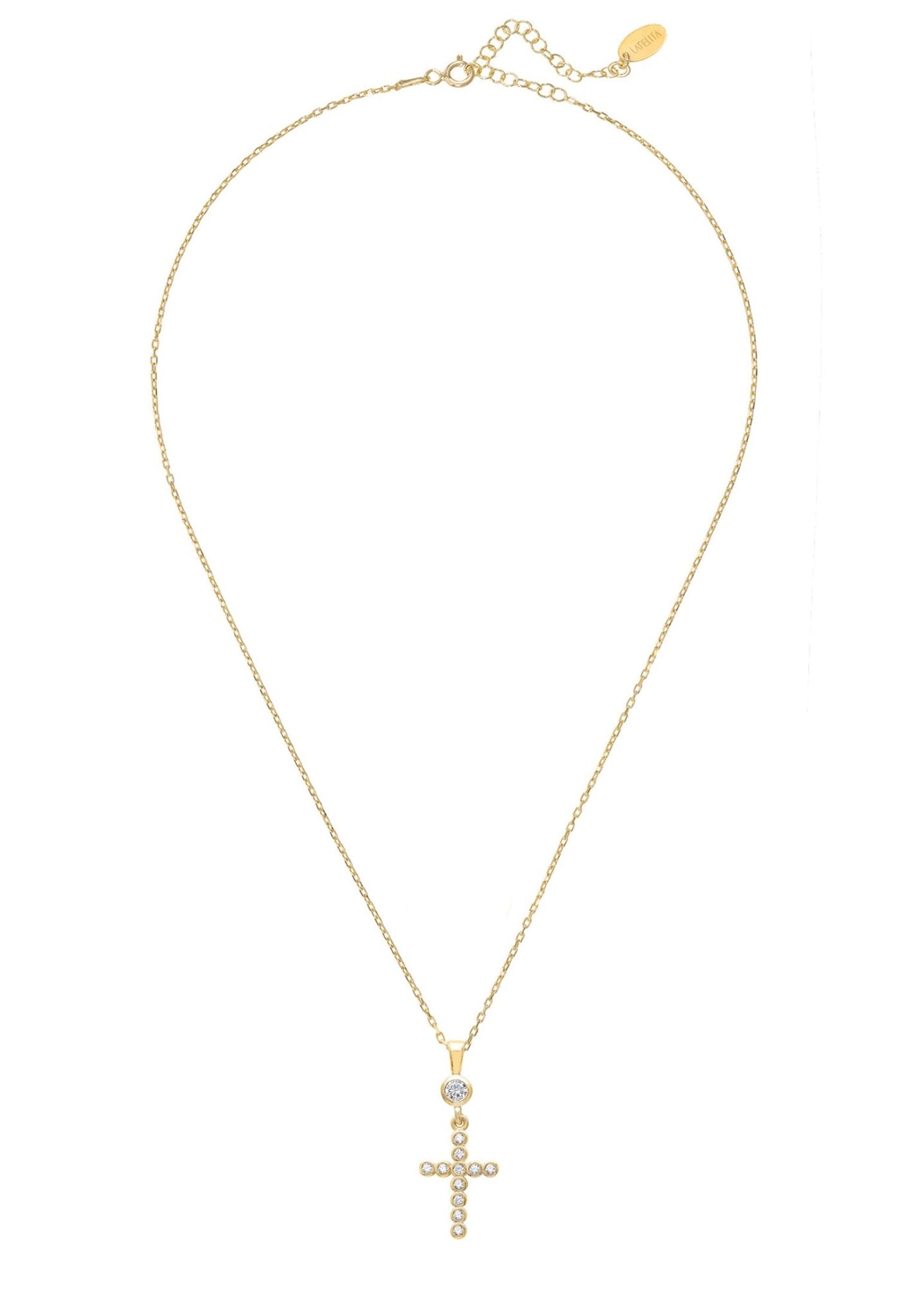 Sparkling Cross Pendant Necklace Gold