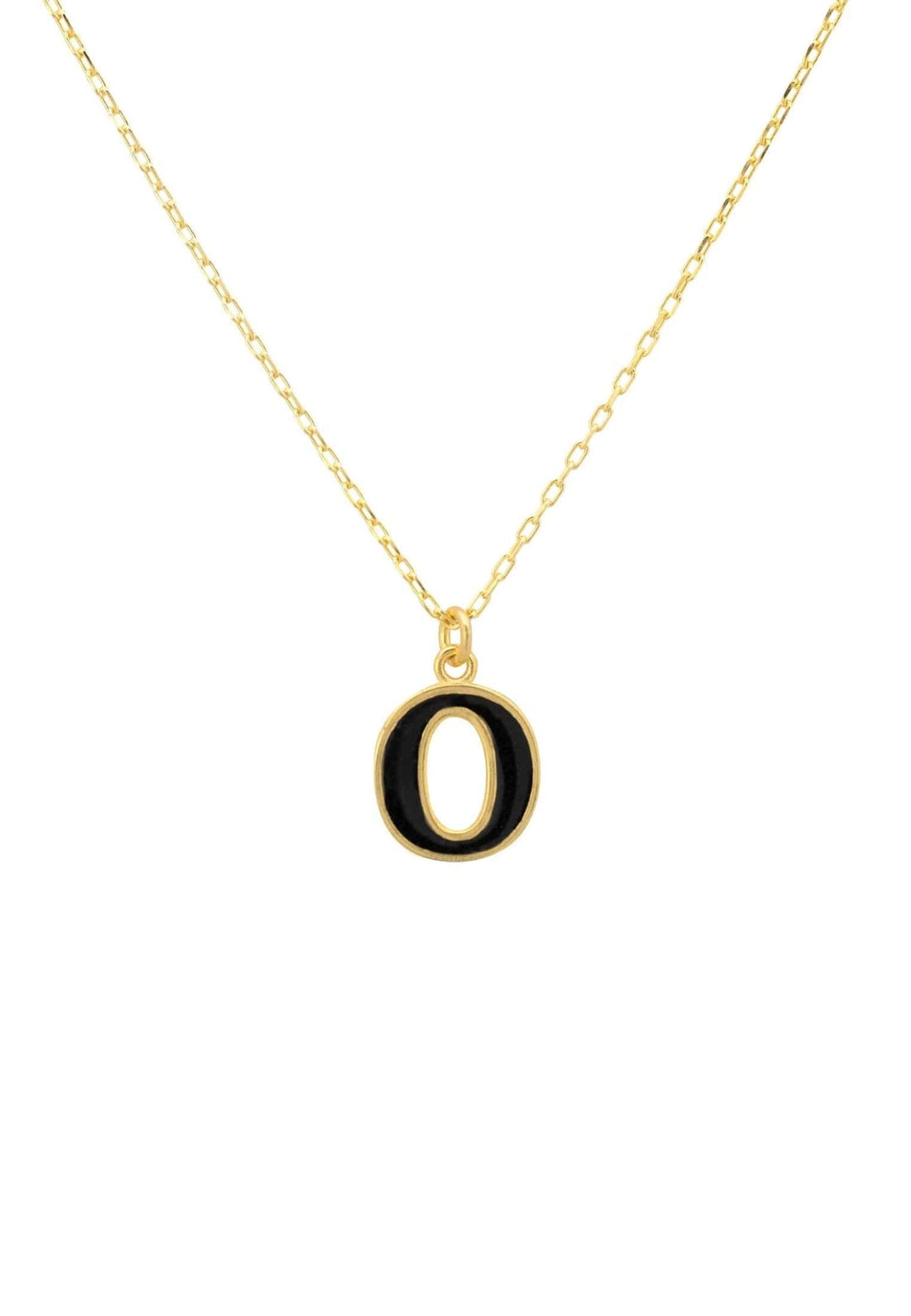 Initial Enamel Necklace Gold O