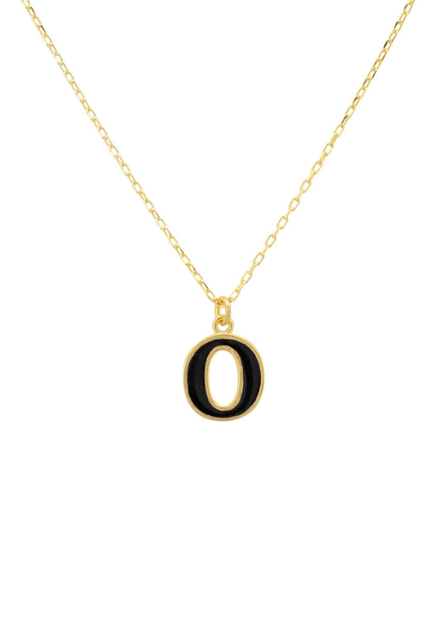 Initial Enamel Necklace Gold O