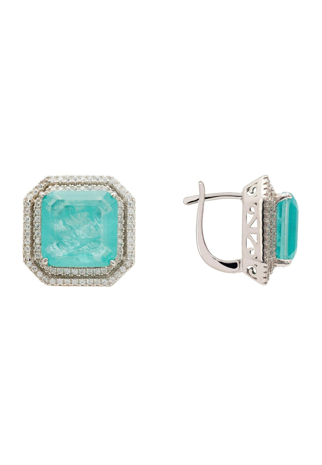 Medina Large Stud Earrings Silver Paraiba Tourmaline