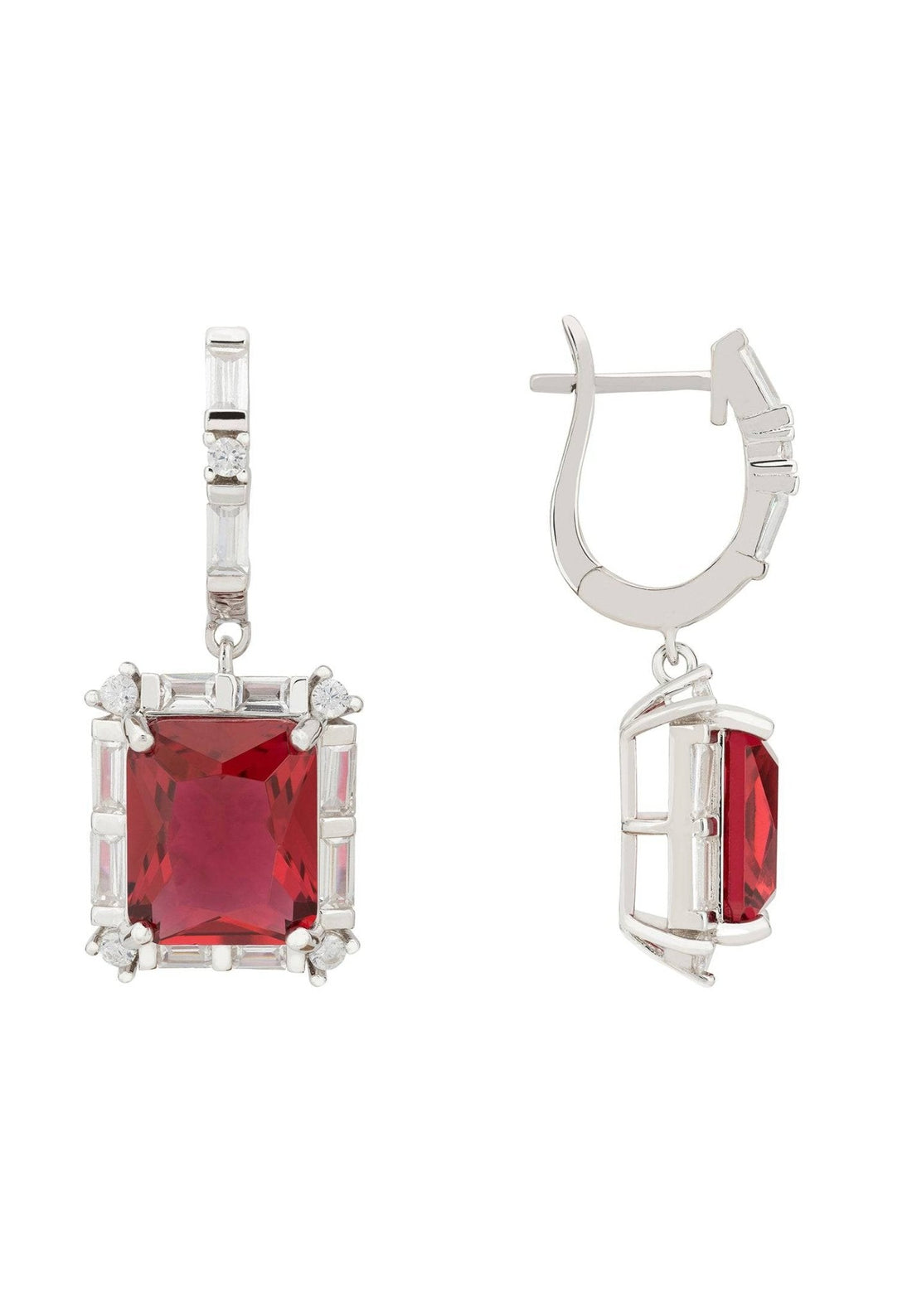 Tudor Silver Earring Ruby