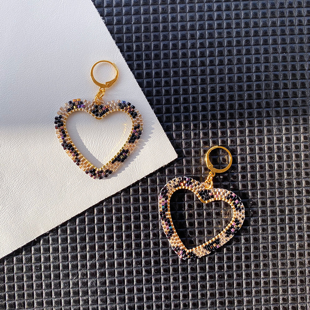 Leopard Heart Hoop Earrings