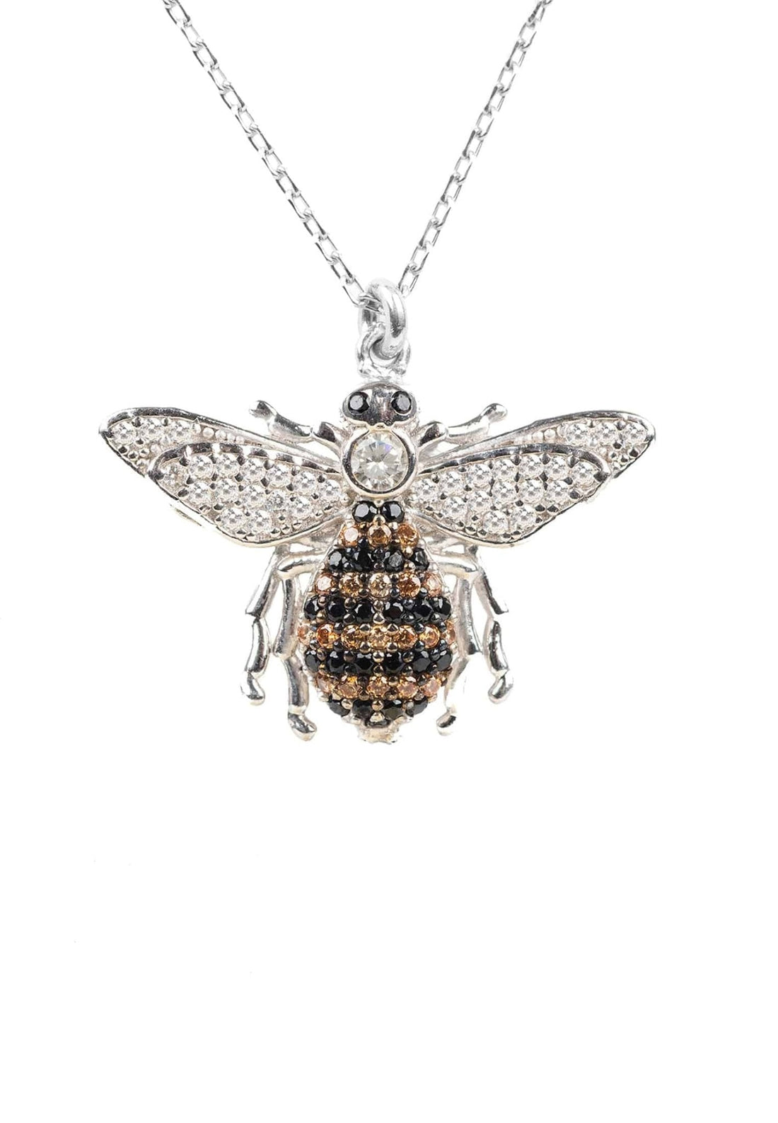 Honey Bee Pendant Necklace Silver