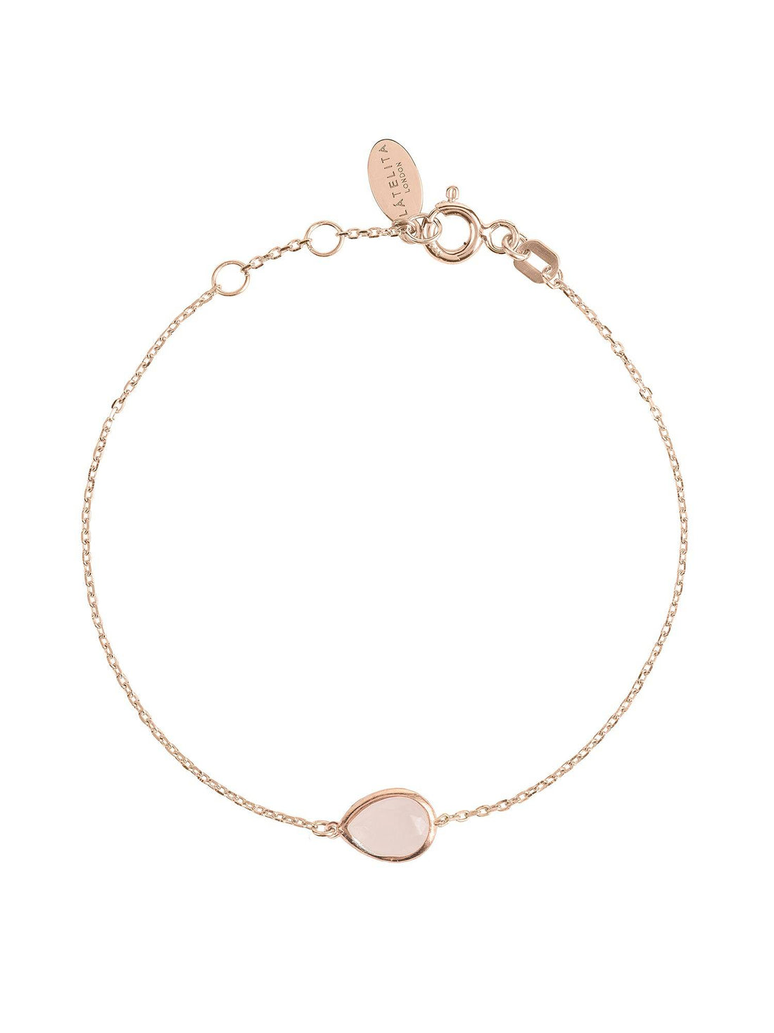 Pisa Mini Teardrop Bracelet Rosegold Rose Quartz