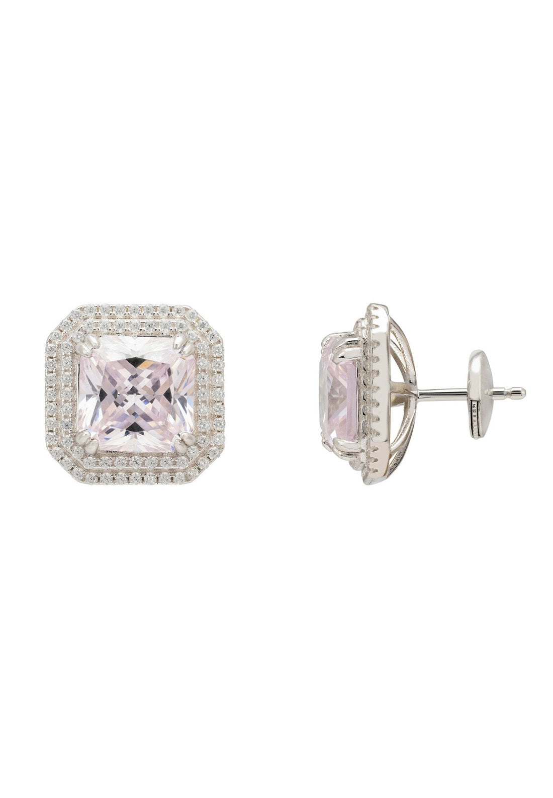 Arianna Morganite Stud Earrings Silver