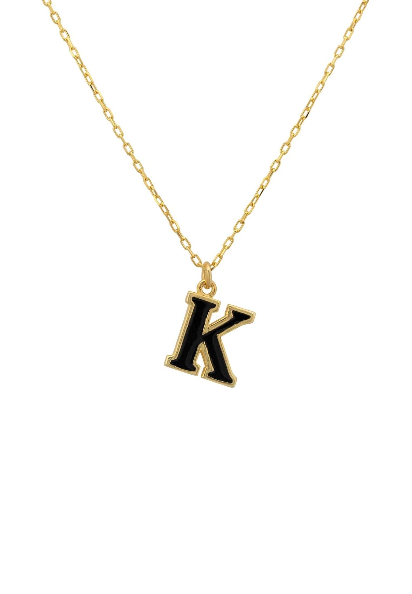 Initial Enamel Necklace Gold K