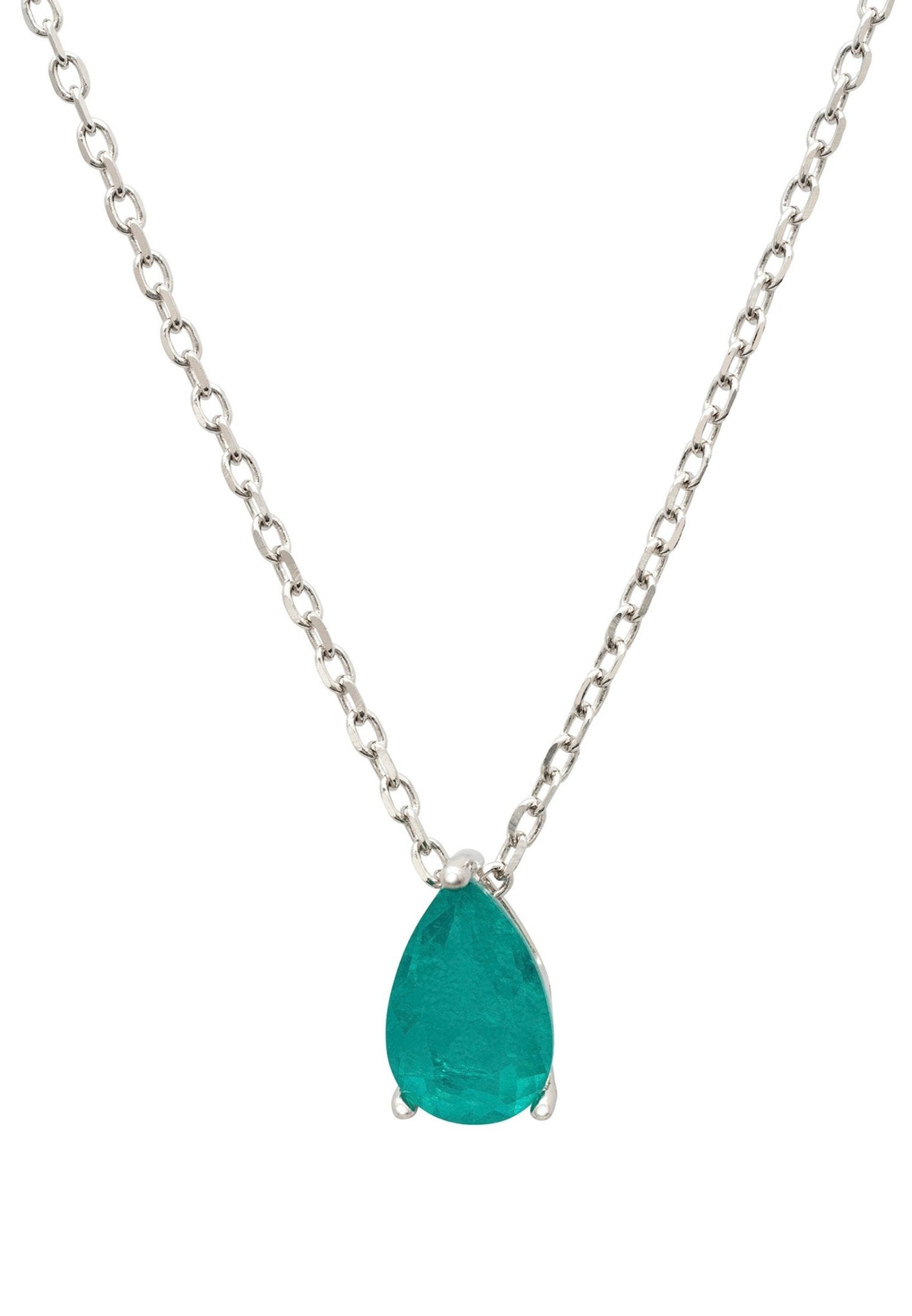 Catherine Teardrop Paraiba Tourmaline Necklace Silver