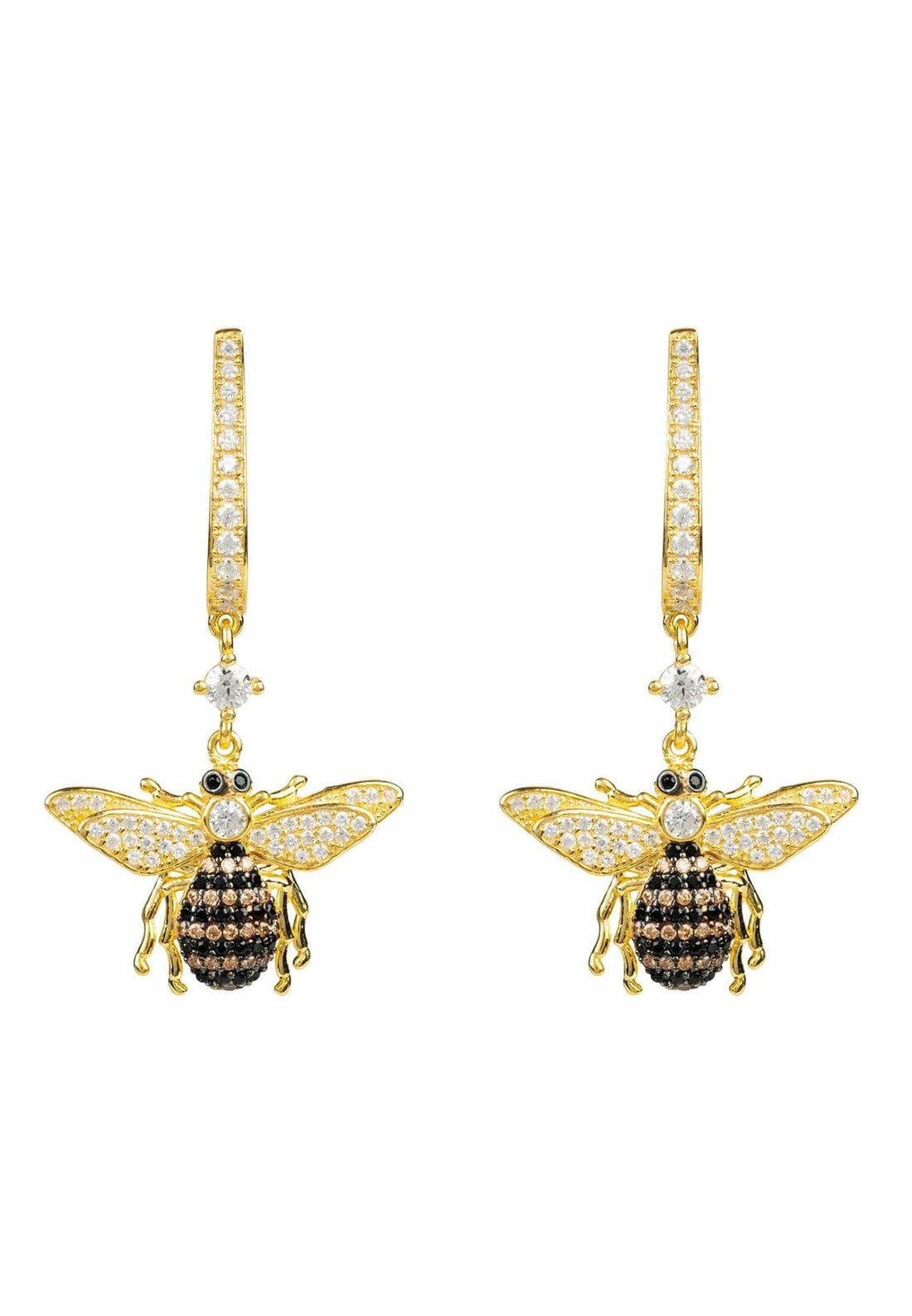 Honey Bee Drop Earrings Gold