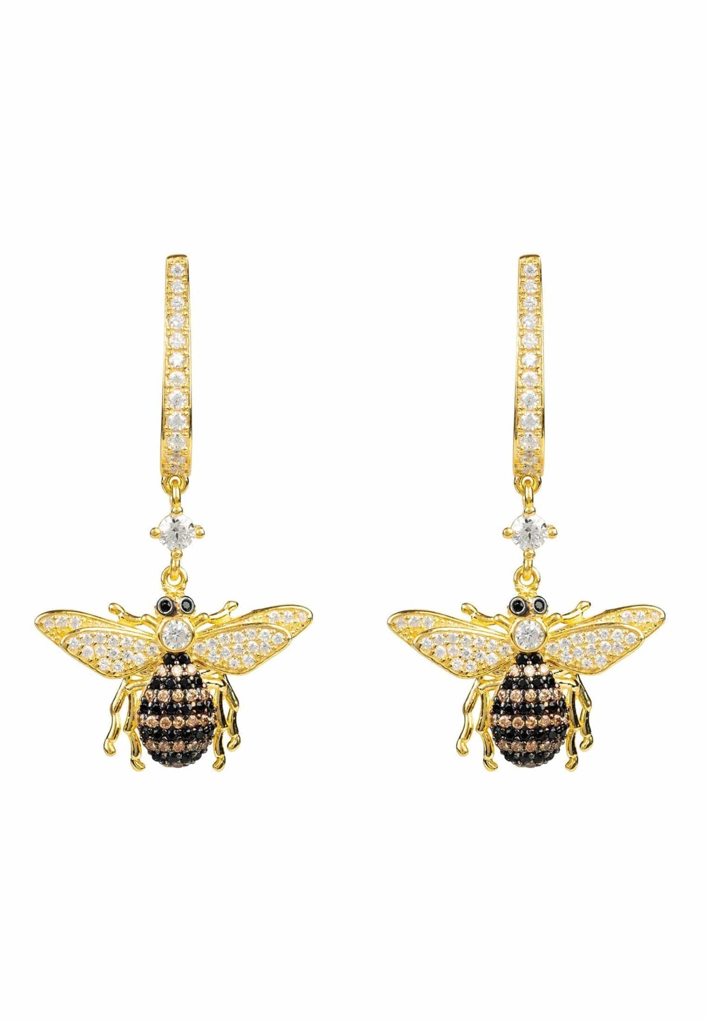 Honey Bee Drop Earrings Gold