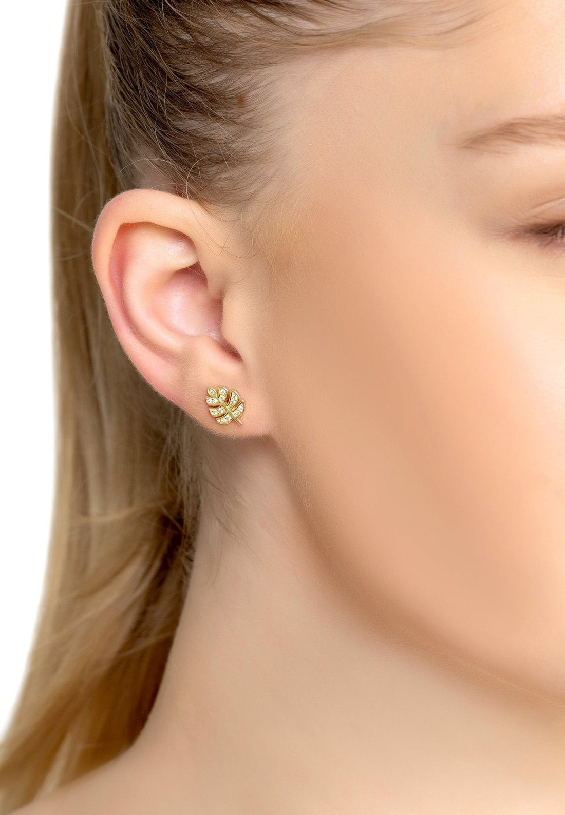 Palm Leaf Stud Earrings