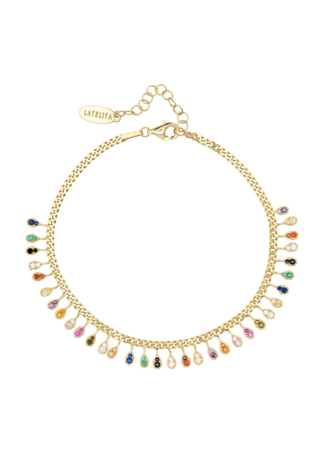 Rainbow Droplets Bracelet Gold