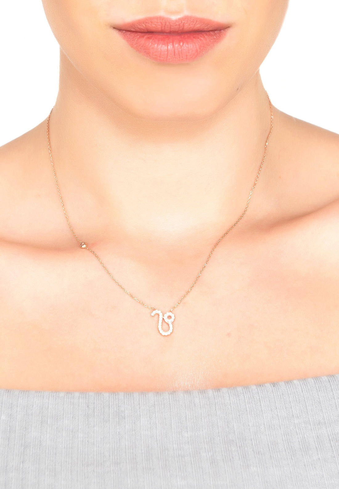 Zodiac Star Sign Pendant Necklace Rose Gold Leo