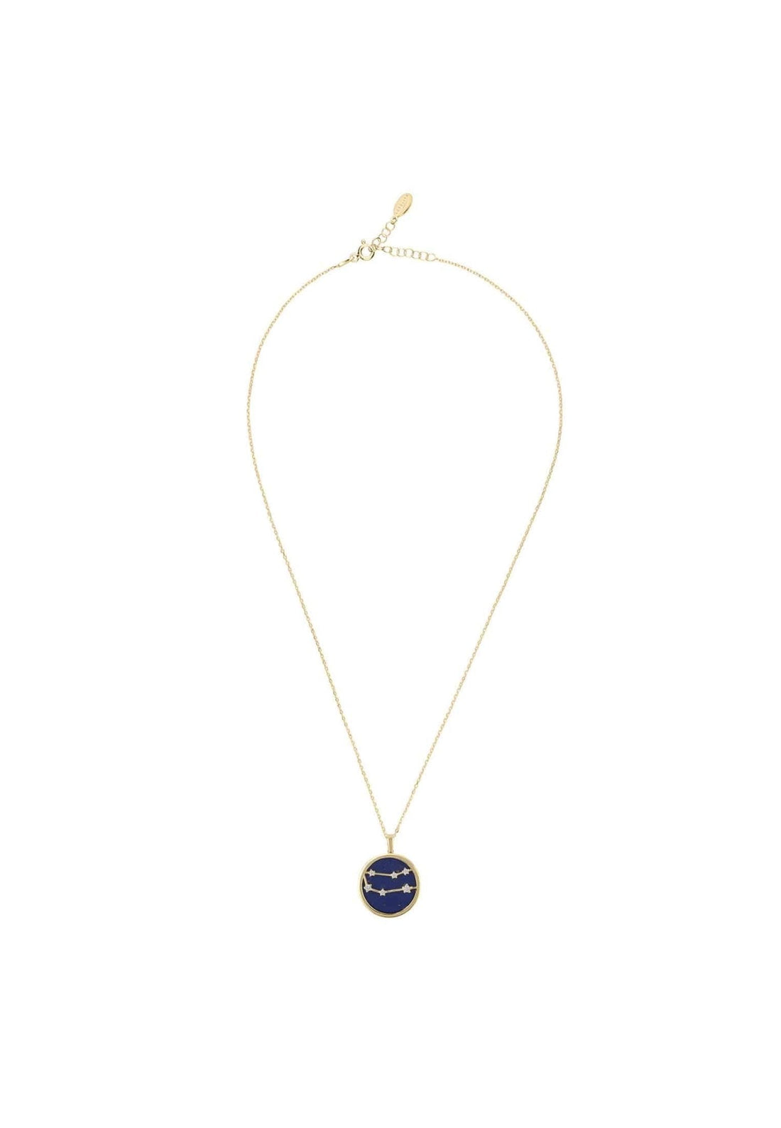 Zodiac Lapis Lazuli Gemstone Star Constellation Pendant Necklace Gold Gemini