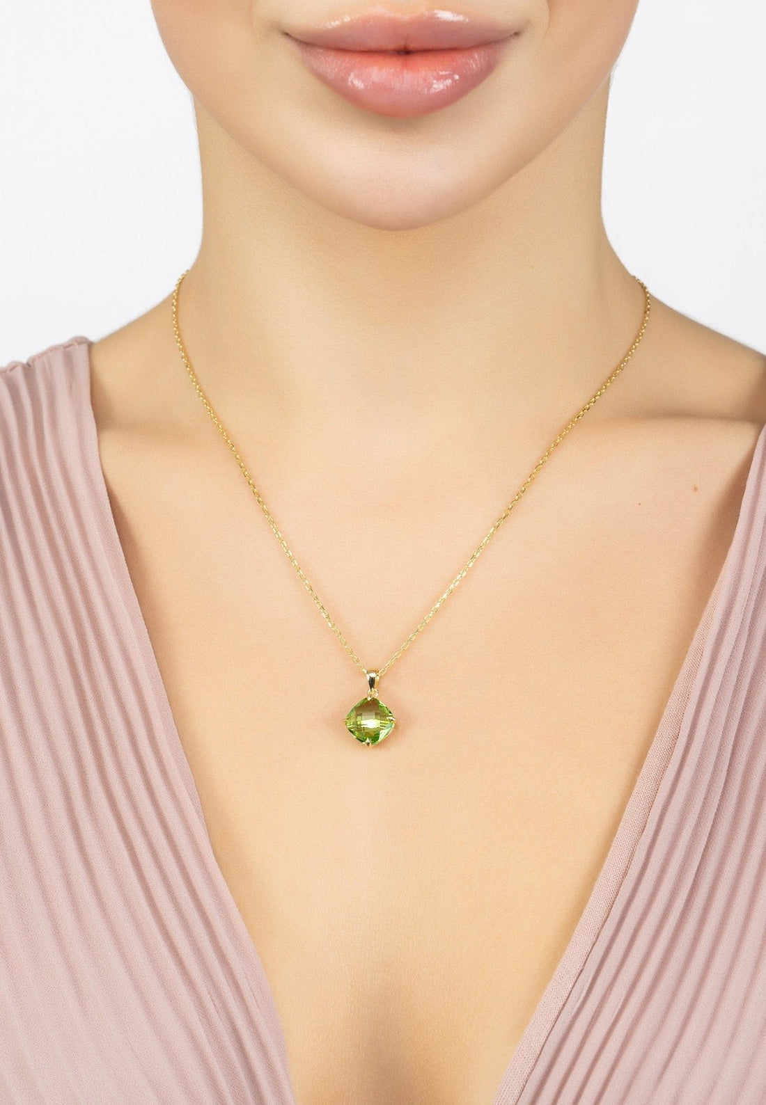 Empress Gemstone Necklace Gold Peridot