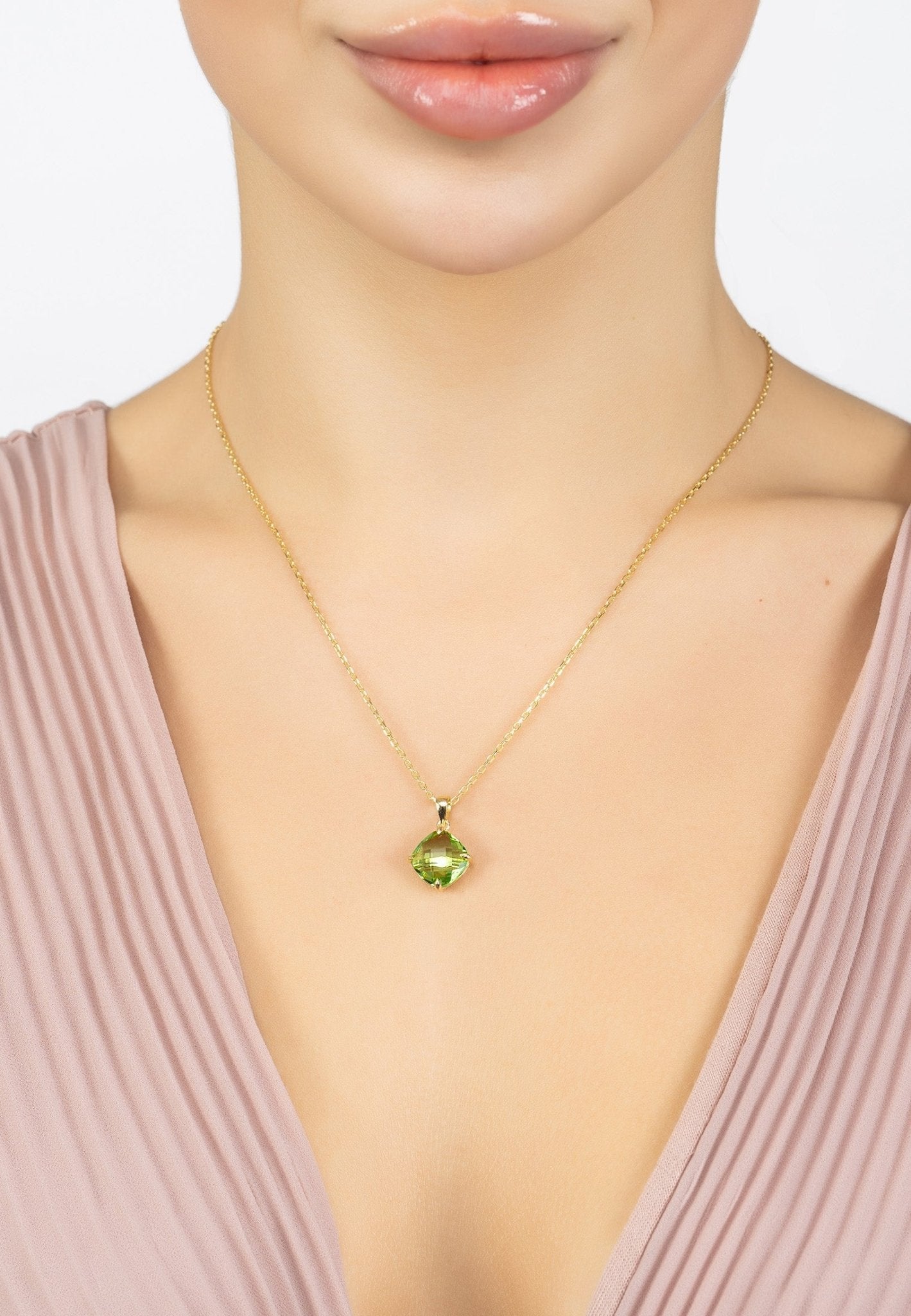 Empress Gemstone Necklace Gold Peridot