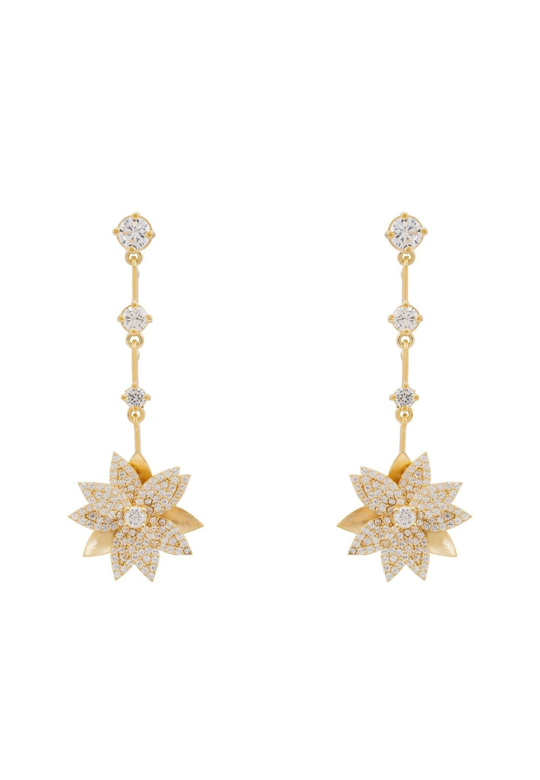 Dahlia Drop Earrings Gold White