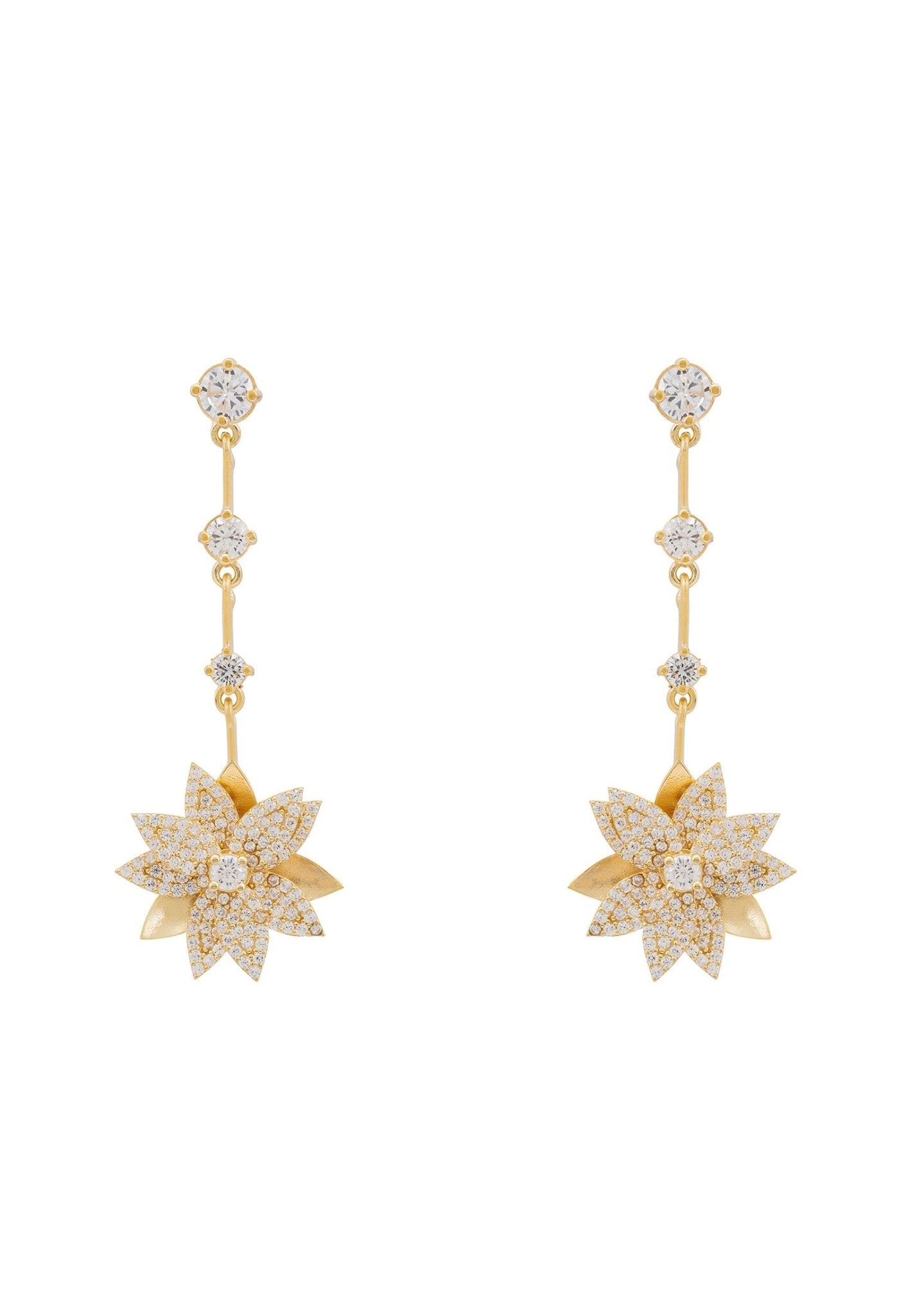 Dahlia Drop Earrings Gold White