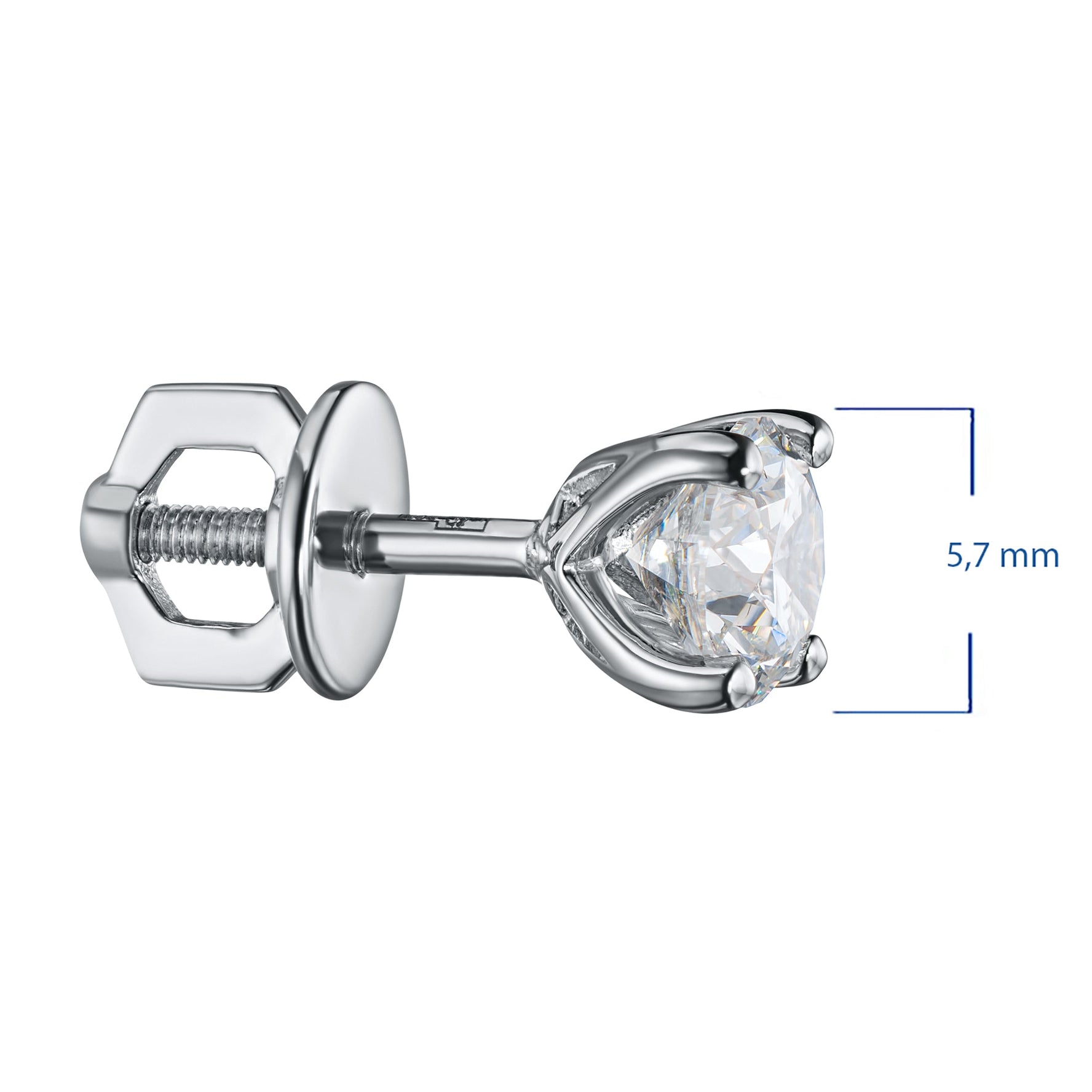 14K White Gold Earring Studs With 2 Round-Cut Lab-Created Diamonds 1.21 CT.TW