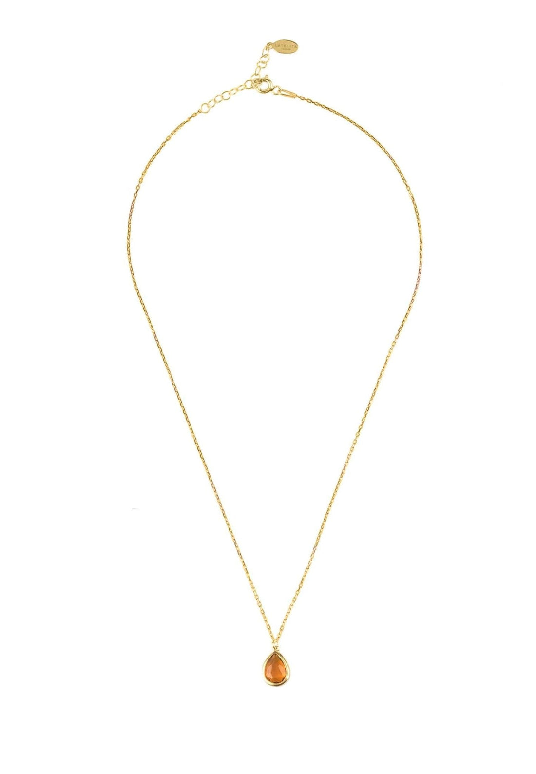 Pisa Mini Teardrop Necklace Gold Citrine