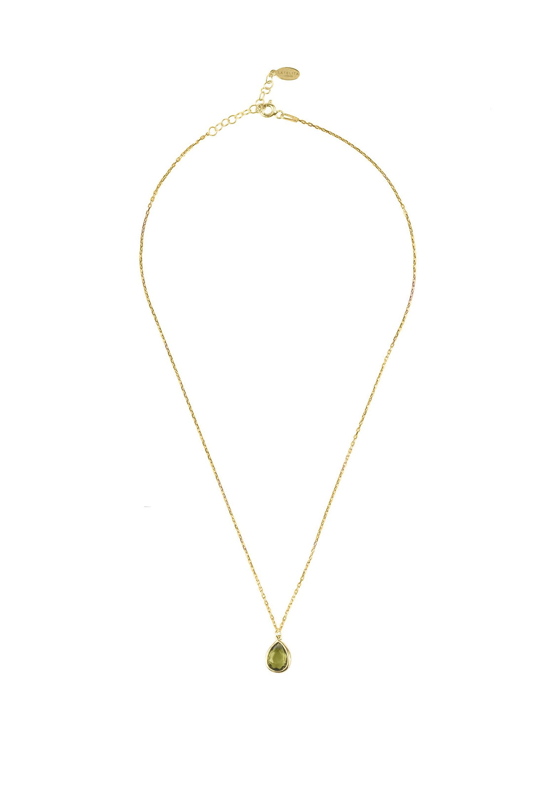 Pisa Mini Teardrop Necklace Gold Peridot