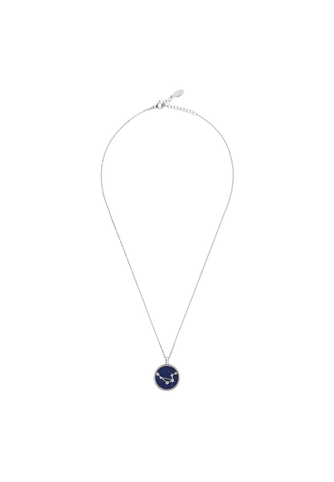 Zodiac Lapis Lazuli Gemstone Star Constellation Pendant Necklace Silver Libra