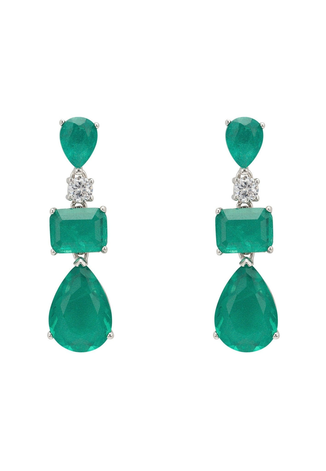 Valentina Drop Earrings Silver Colombian Emerald