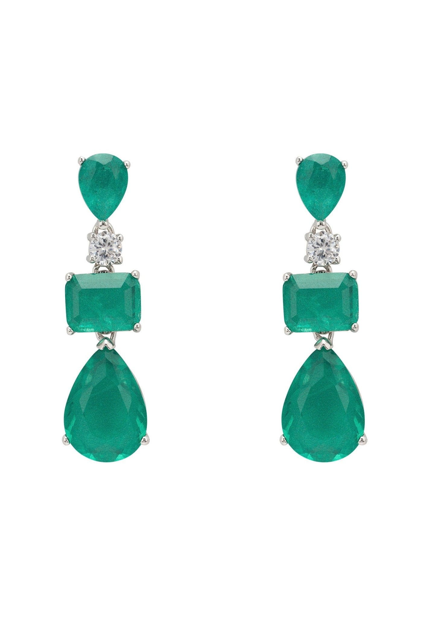 Valentina Drop Earrings Silver Colombian Emerald