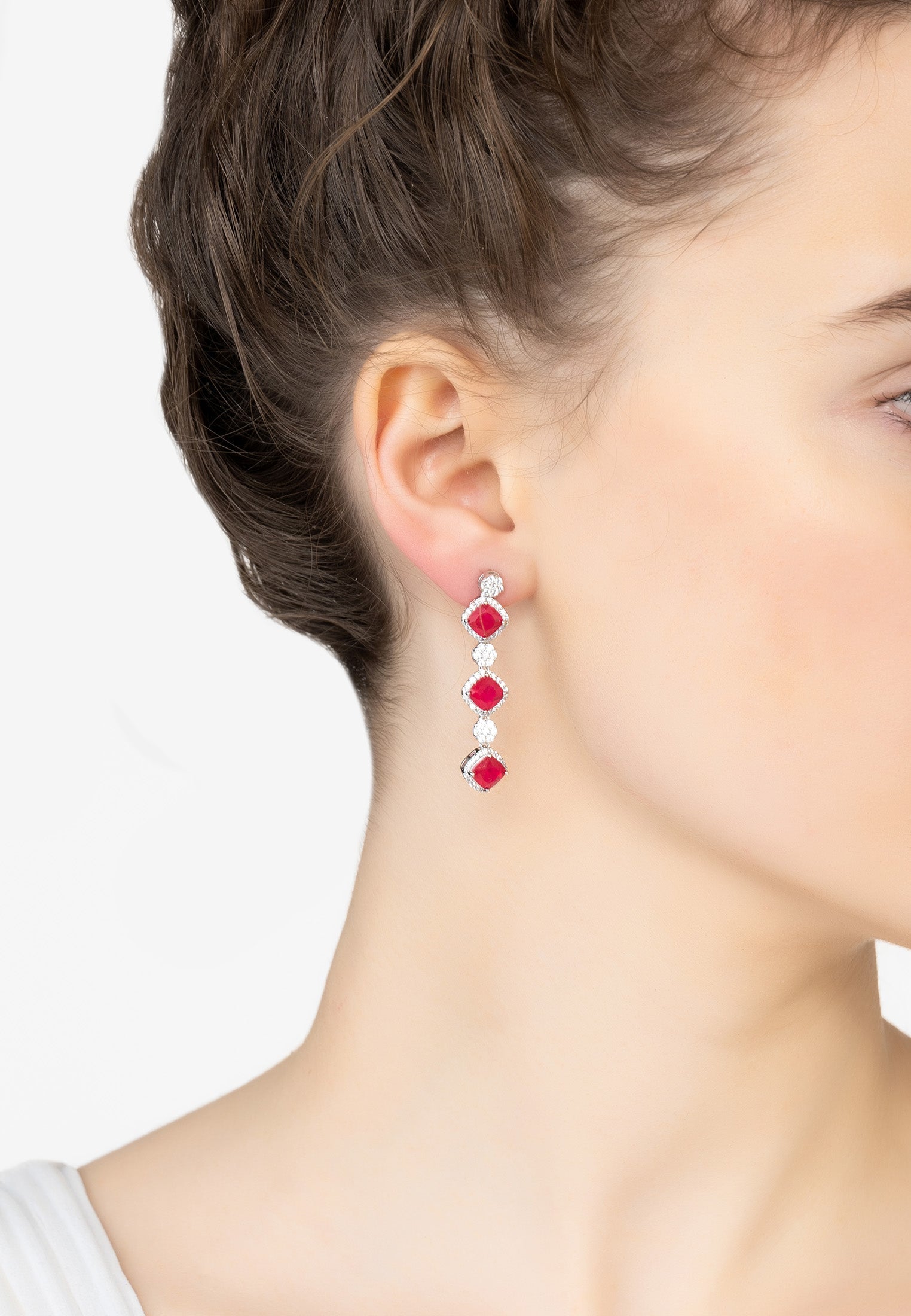 Elena Drop Earrings Pink Tourmaline Silver