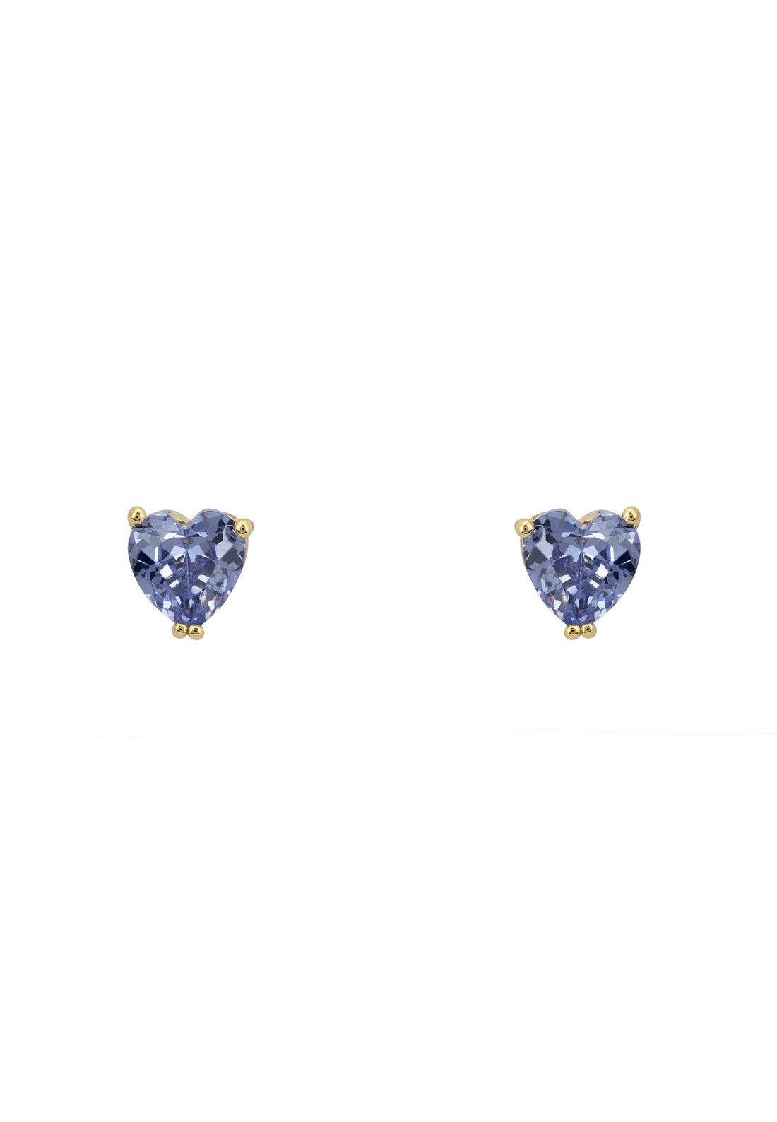 Asscher Cut Heart Stud Earrings Gold Tanzanite