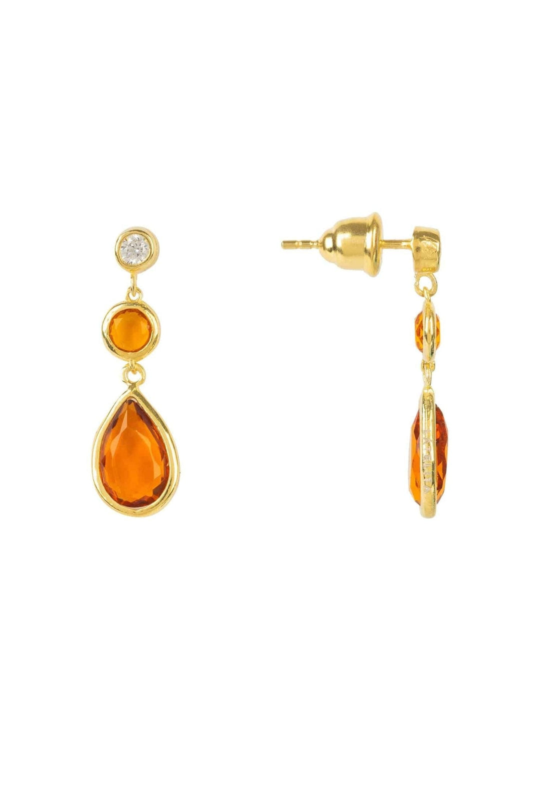 Tuscany Gemstone Drop Earring Gold Citrine