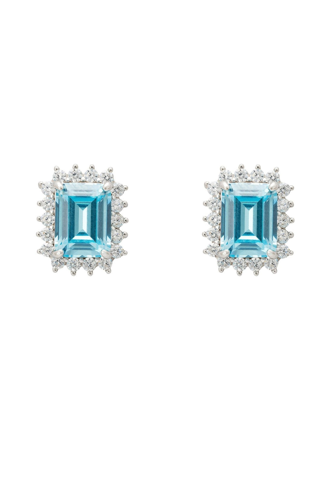 Elena Gemstone Stud Earrings Blue Topaz Silver