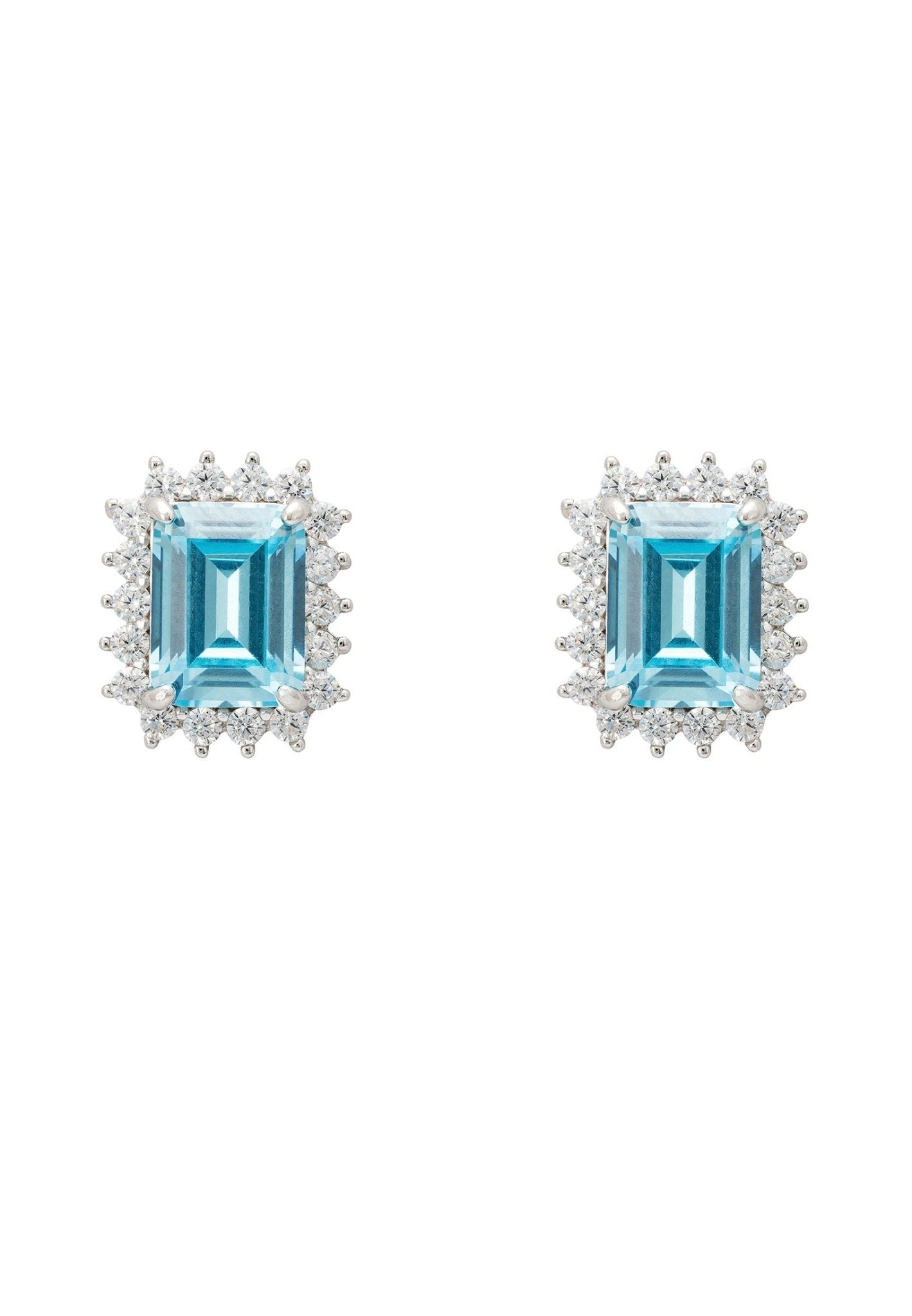 Elena Gemstone Stud Earrings Blue Topaz Silver