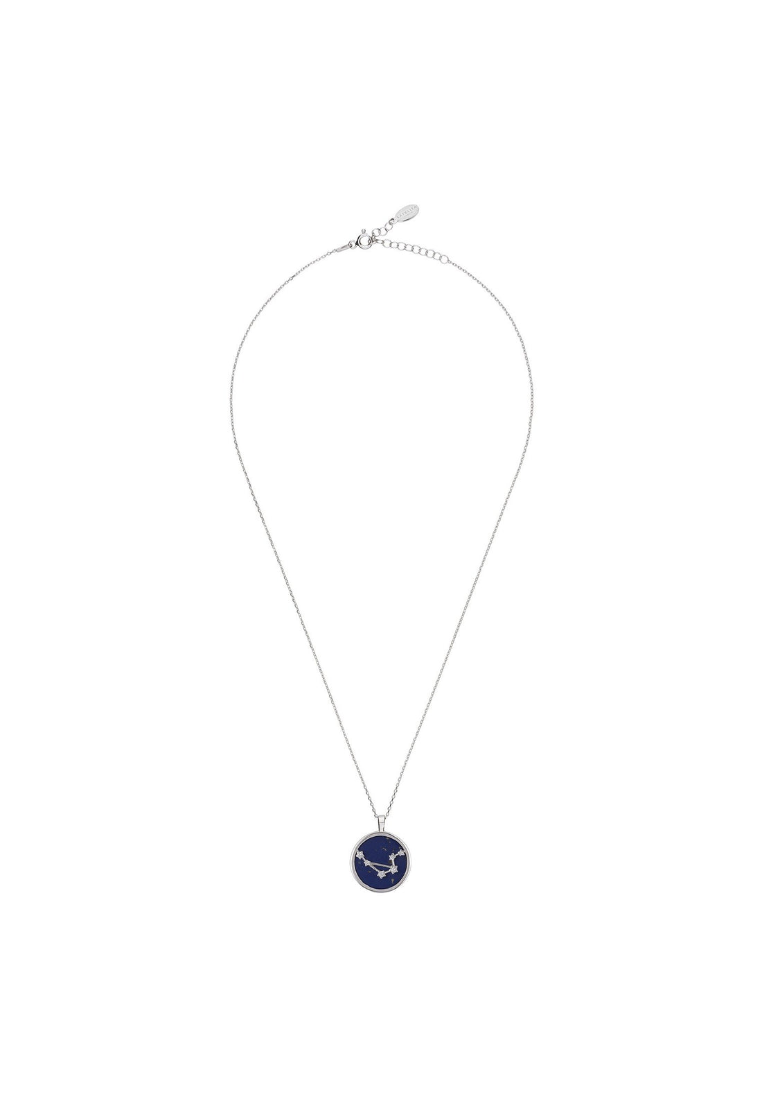 Zodiac Lapis Lazuli Gemstone Star Constellation Pendant Necklace Silver Libra