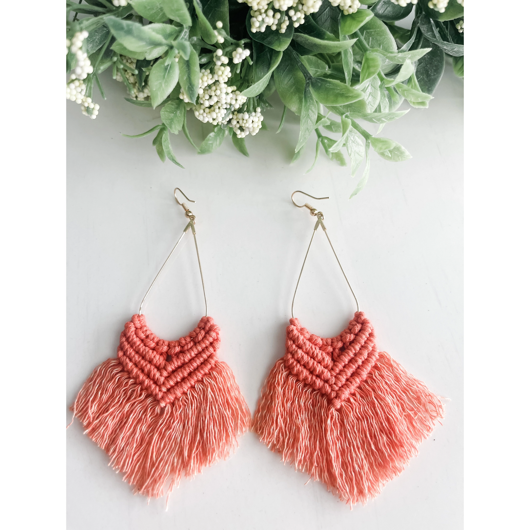 Boho Macrame Earrings "Coral"