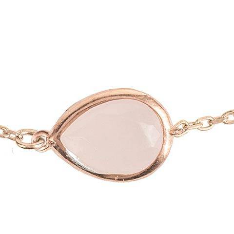 Pisa Mini Teardrop Bracelet Rosegold Rose Quartz