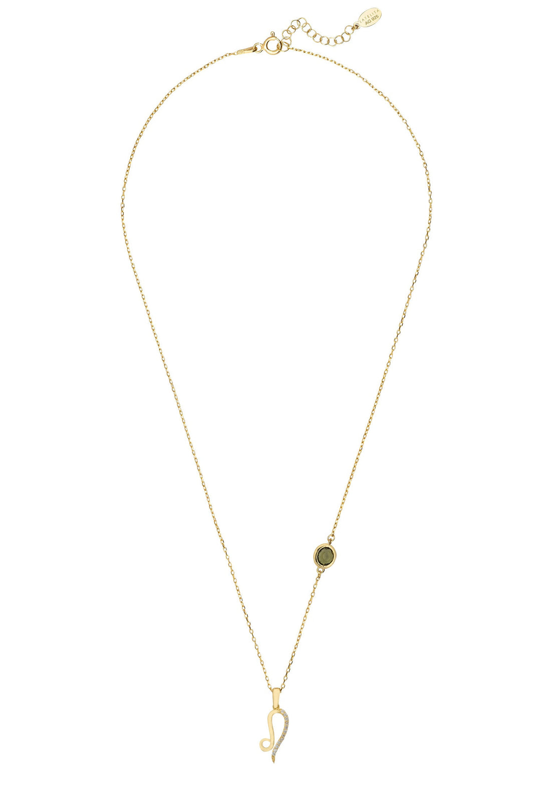 Zodiac Birthstone Leo Necklace Peridot Gold