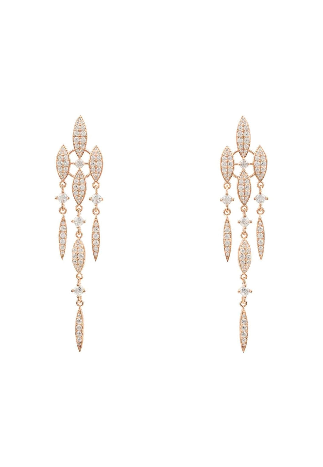 Valencia Statement Drop Earring White Cz Rose Gold