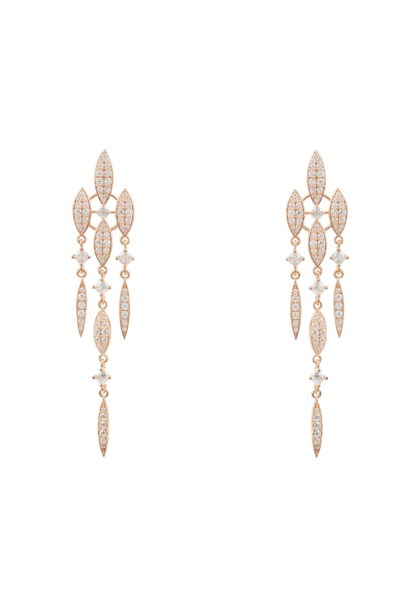 Valencia Statement Drop Earring White Cz Rose Gold