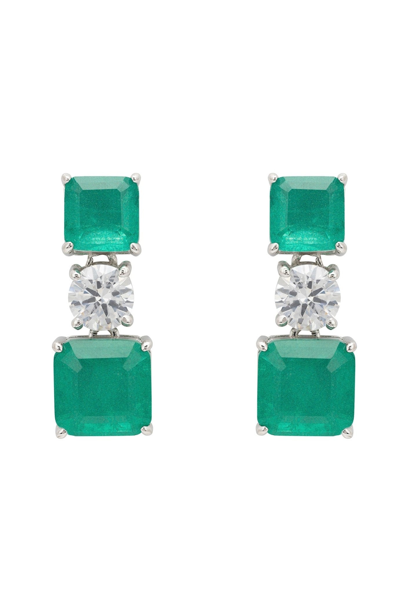 Penelope Drop Earrings Colombian Emerald Silver