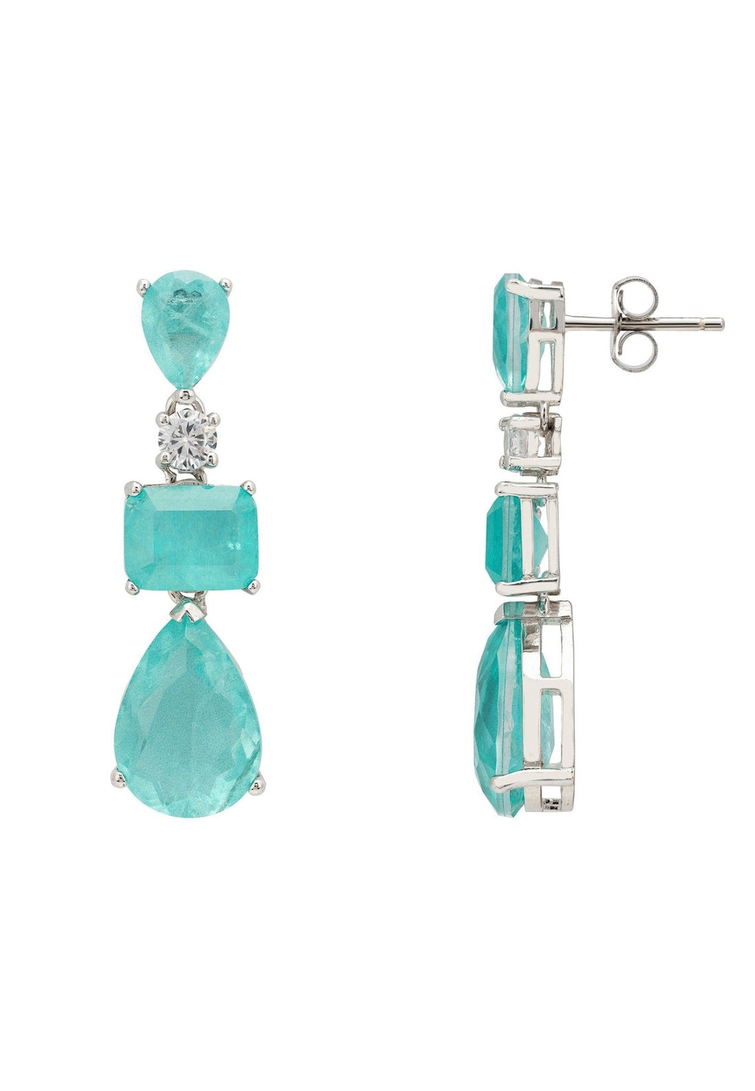 Valentina Drop Earrings Silver Paraiba Tourmaline