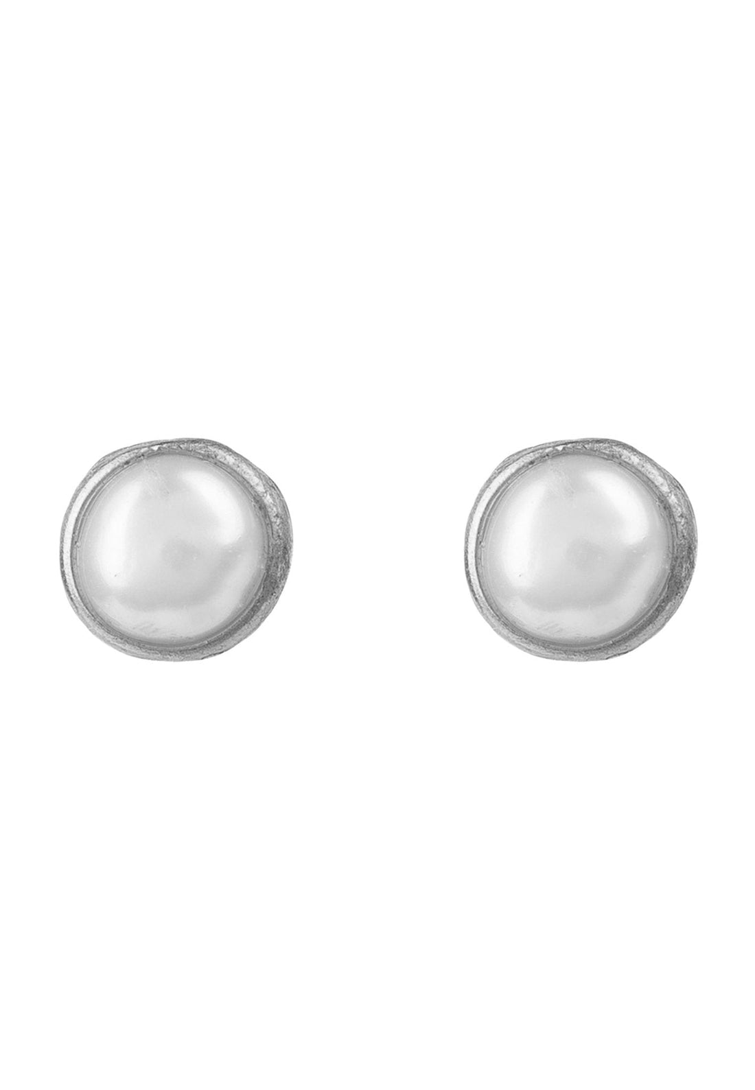 Petite Gemstone Earrings Sterling Silver White Pearl