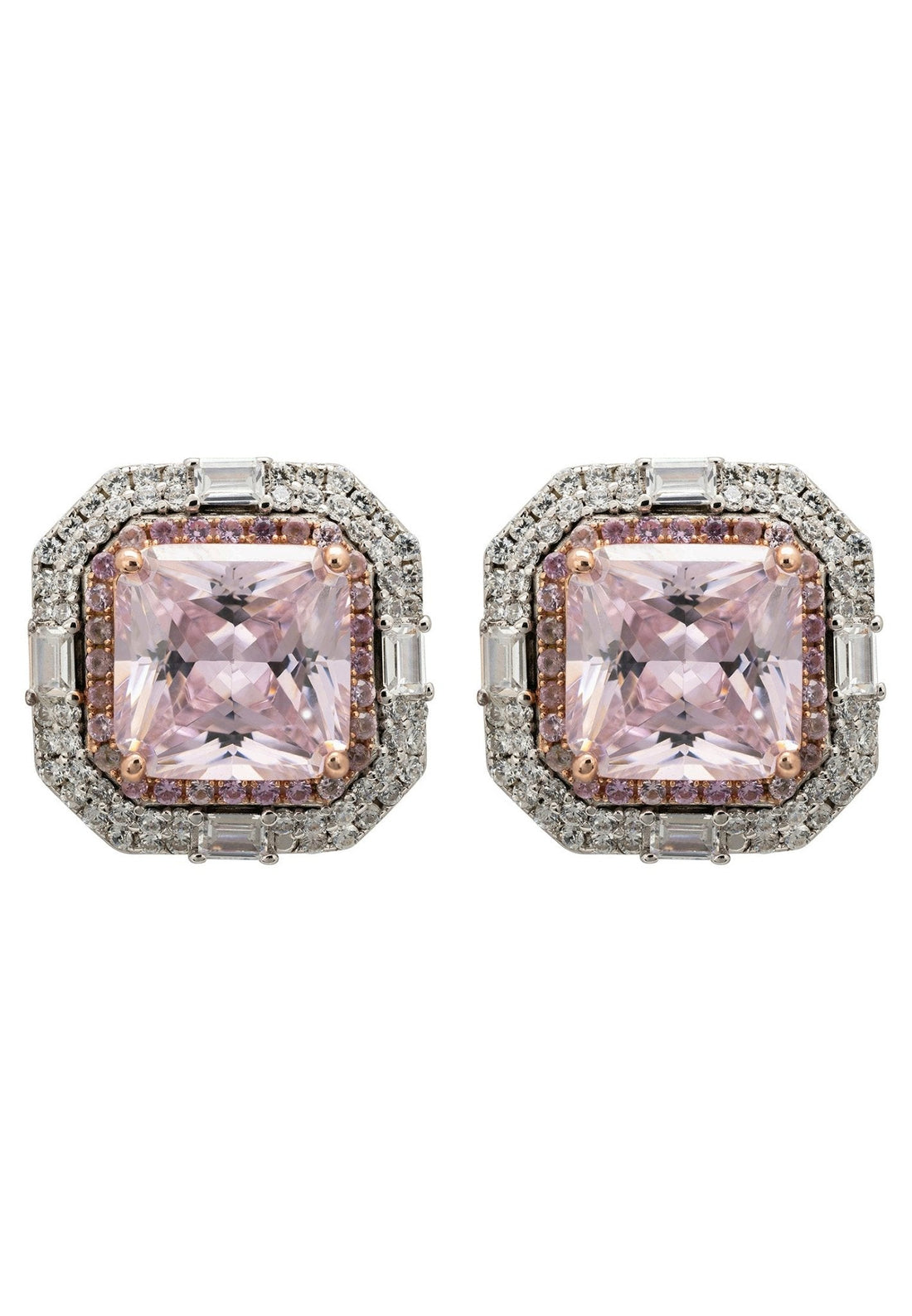 Madeleine Large Stud Earrings Silver Pink Morganite