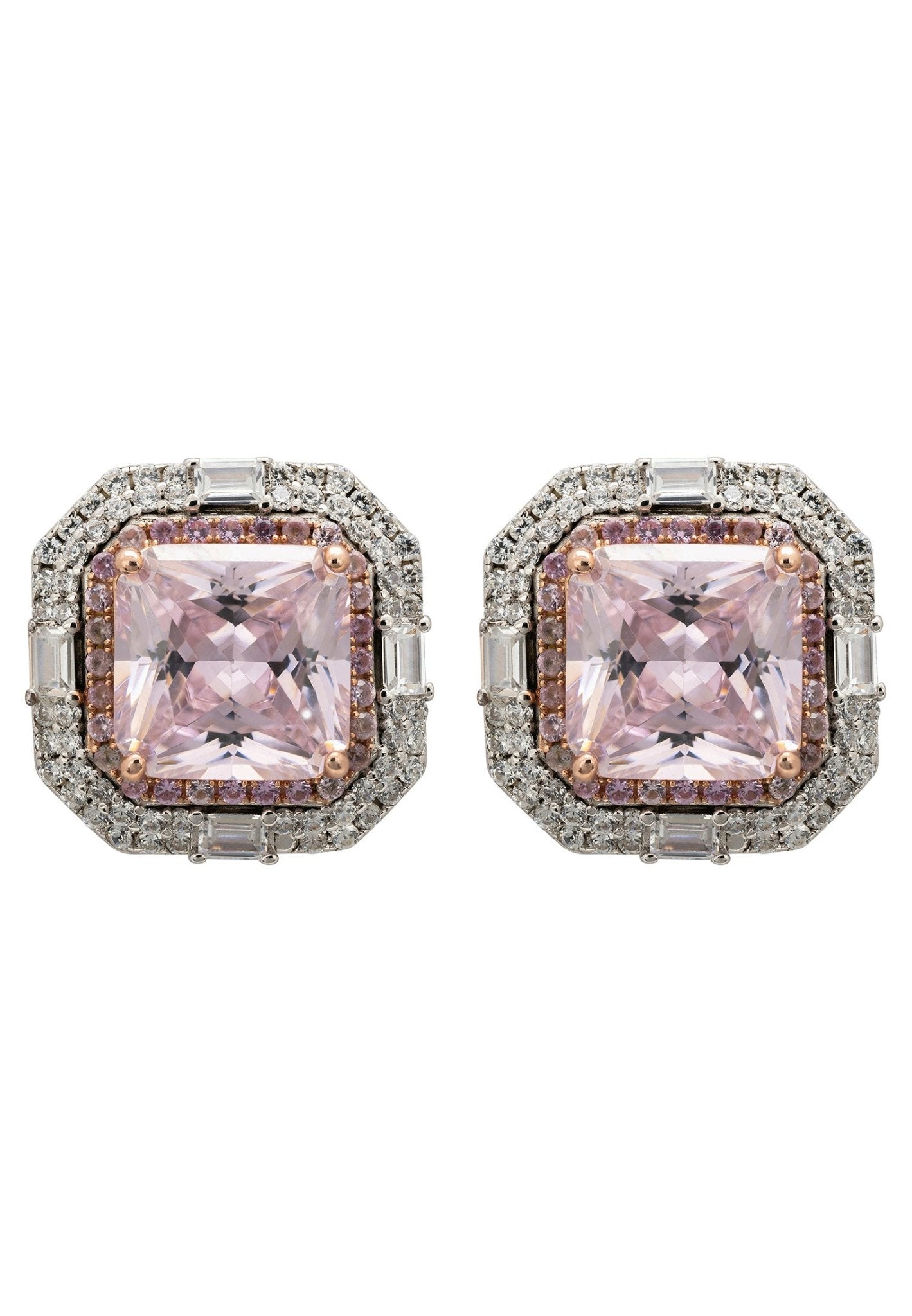 Madeleine Large Stud Earrings Silver Pink Morganite