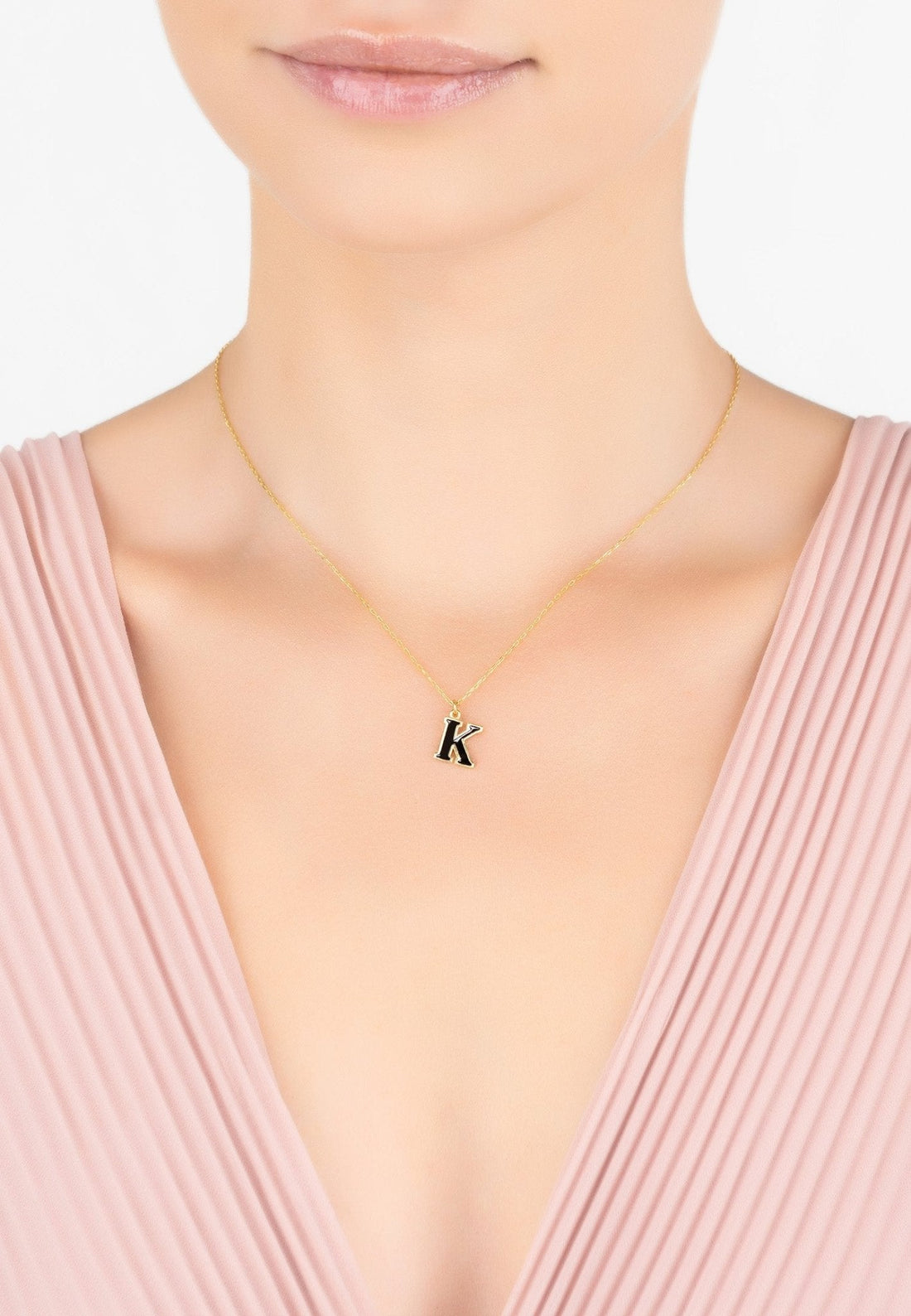 Initial Enamel Necklace Gold K