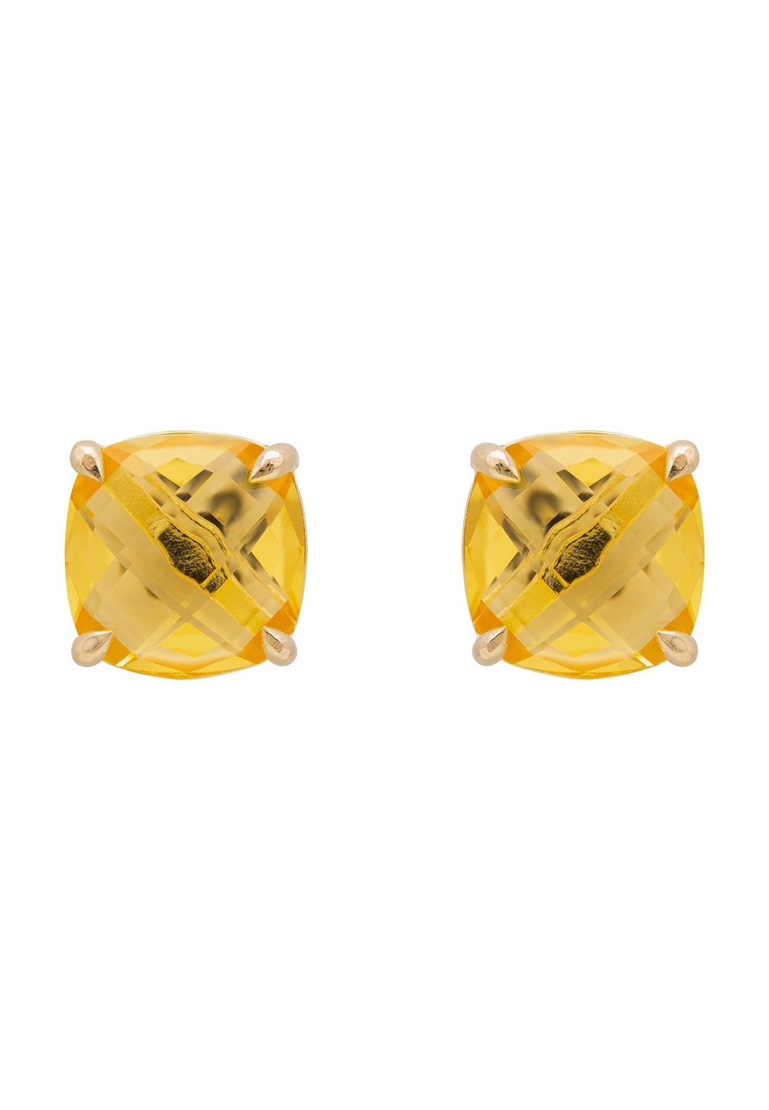 Empress Gemstone Stud Earrings Gold Citrine