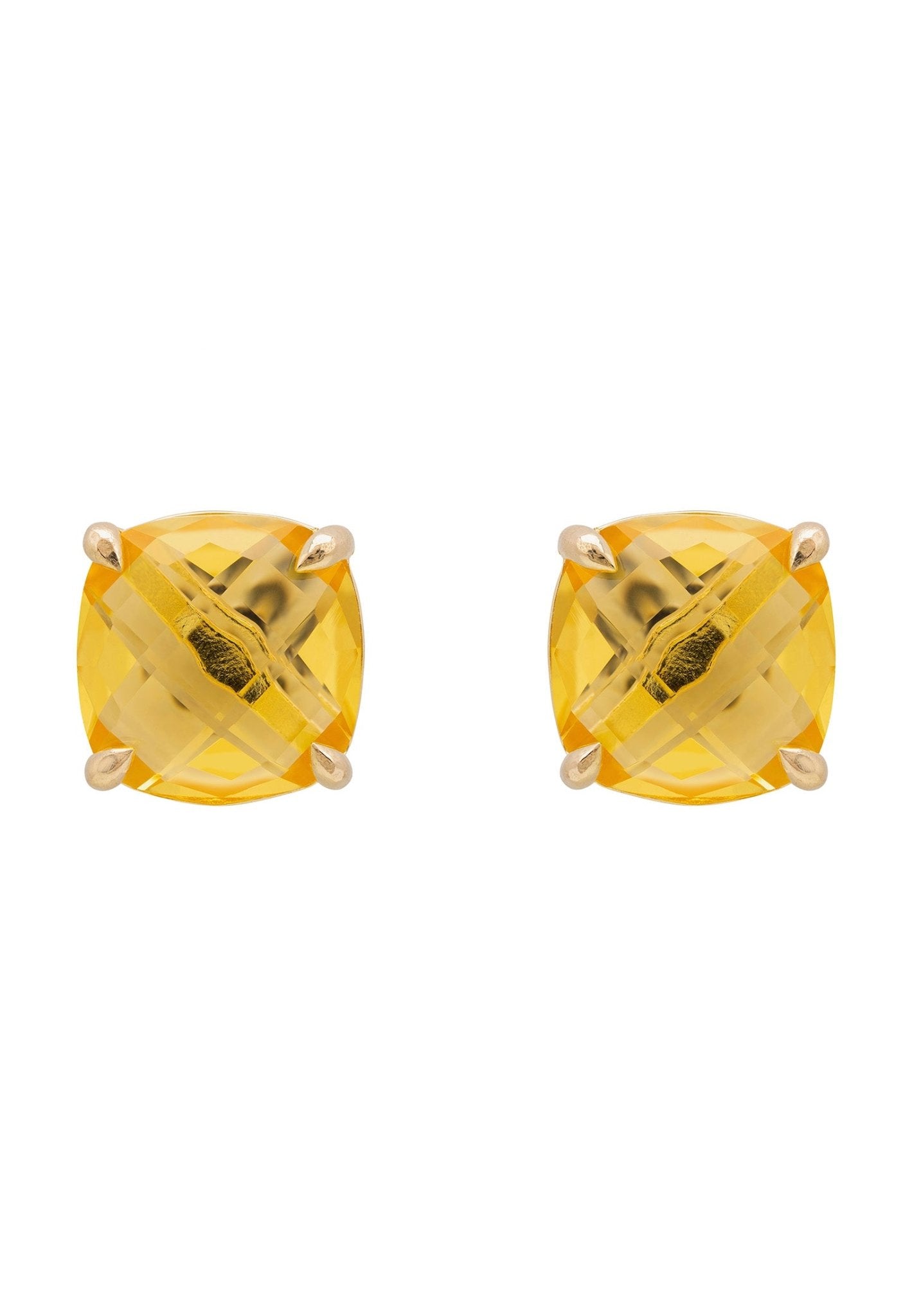 Empress Gemstone Stud Earrings Gold Citrine