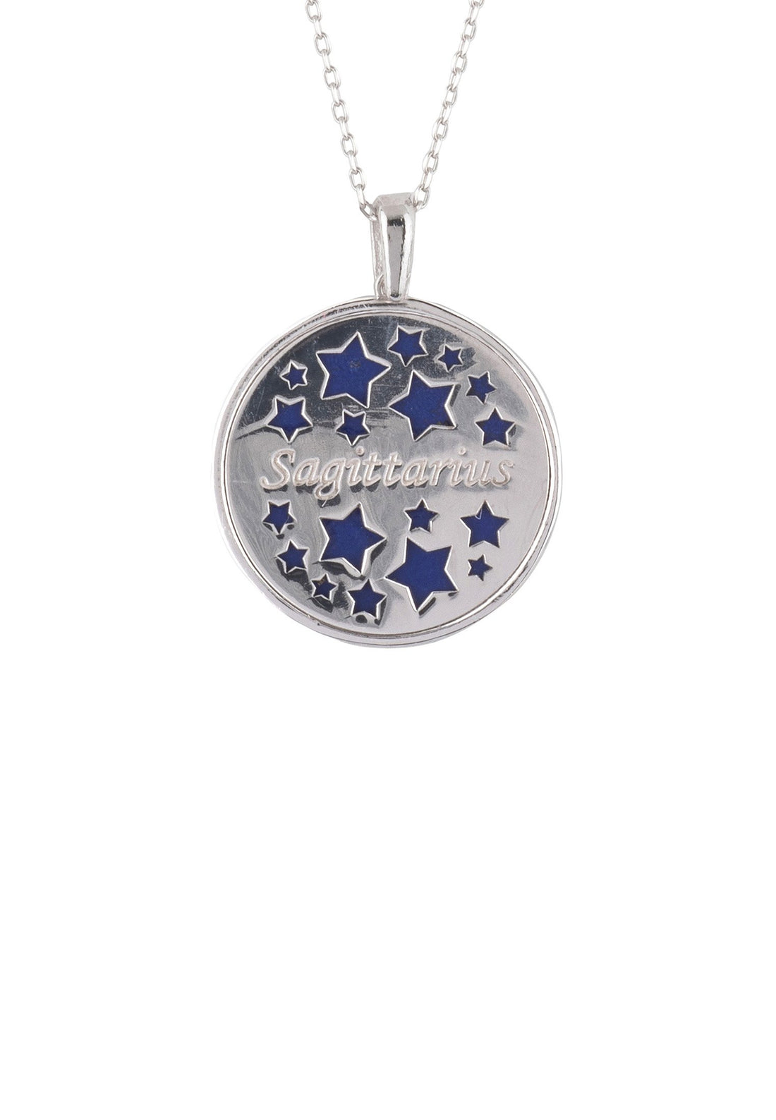 Zodiac Lapis Lazuli Gemstone Star Constellation Pendant Necklace Silver Sagittarius