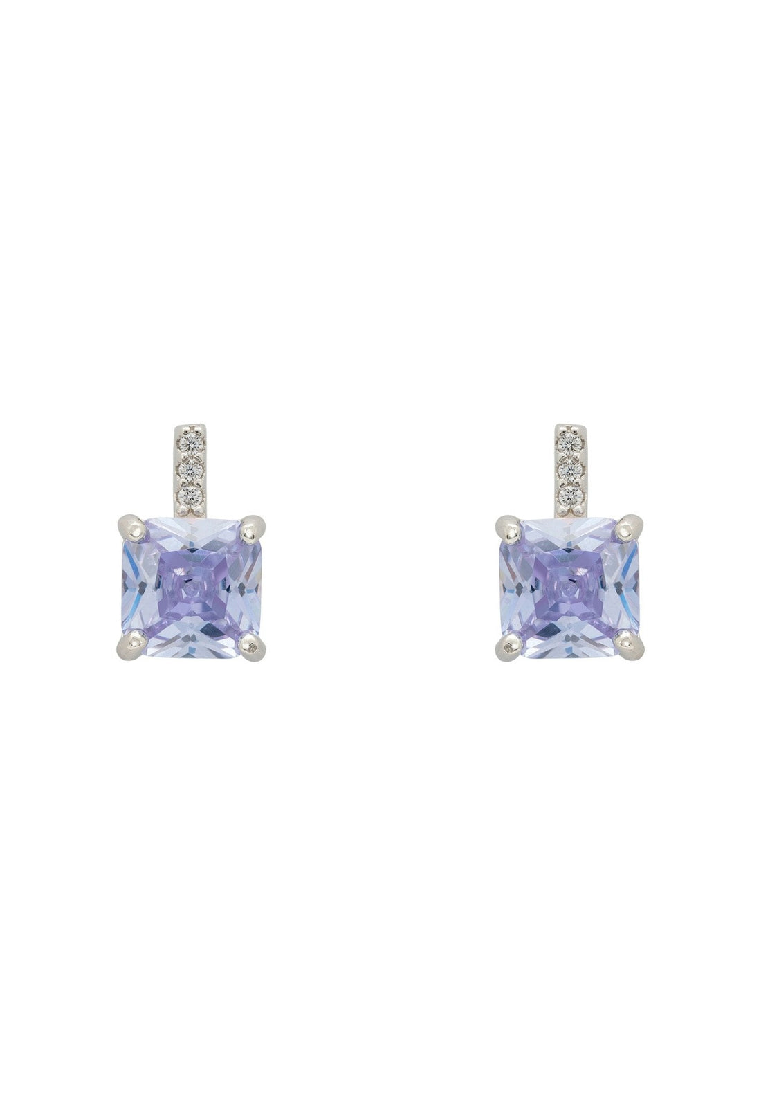 Aria Crystal Stud Earrings Lilac Amethyst Silver