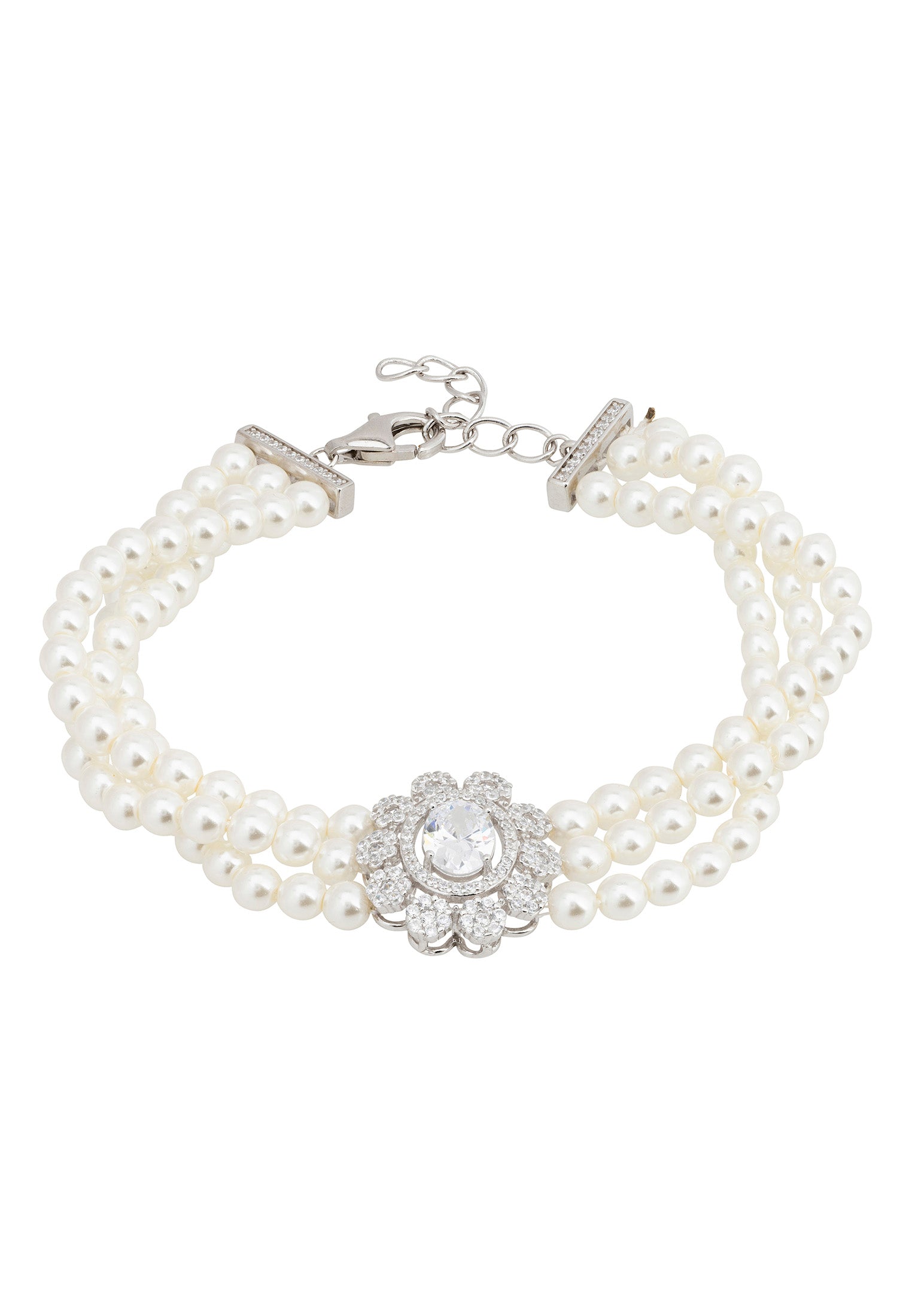 Spencer Pearl Strand Bracelet Silver