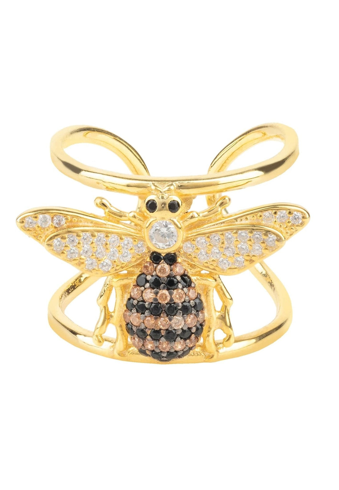 Honey Bee Cocktail Ring Adjustable Gold